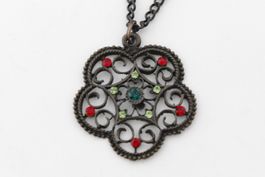 Antikbronze Blumen Ornamenten - Halskette Neu, Geschenkidee