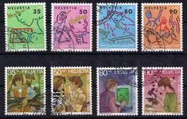 Pro Juventute Sätze 1988+1989 Katalog-Nr. J307-J314 gest.