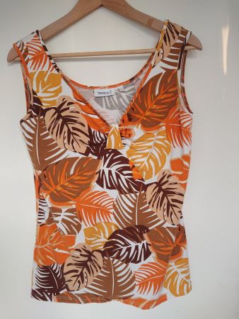 Damen Top von Yessica Gr. L Weiss Orange Braun