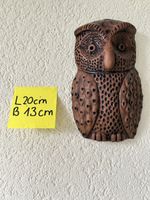 Wandbild Eule aus Ton braun 20x13 cm 