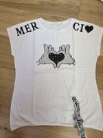Weisses T-Shirt, Gr. L/XL, Motiv: Hände & Herz, Neu!