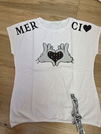Weisses T-Shirt, Gr. L/XL, Motiv: Hände & Herz, Neu!
