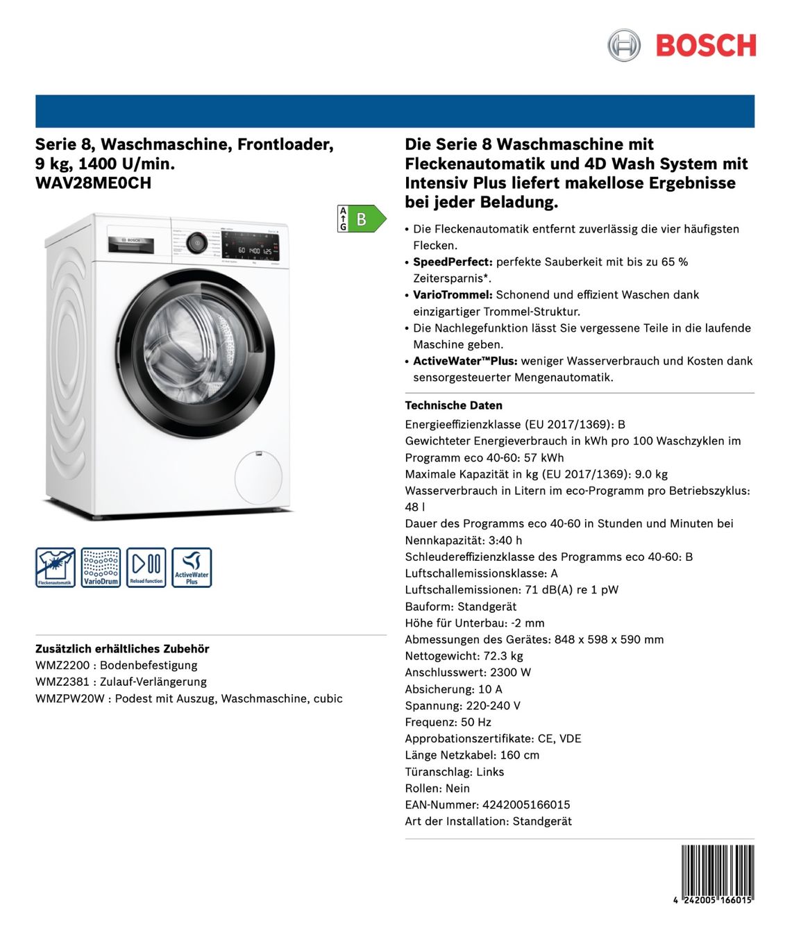 Bosch Lavatrici: Bosch Waschmaschine Frontlader 9kg – Usato da Biel/Bienne venduto da Projektorium 7