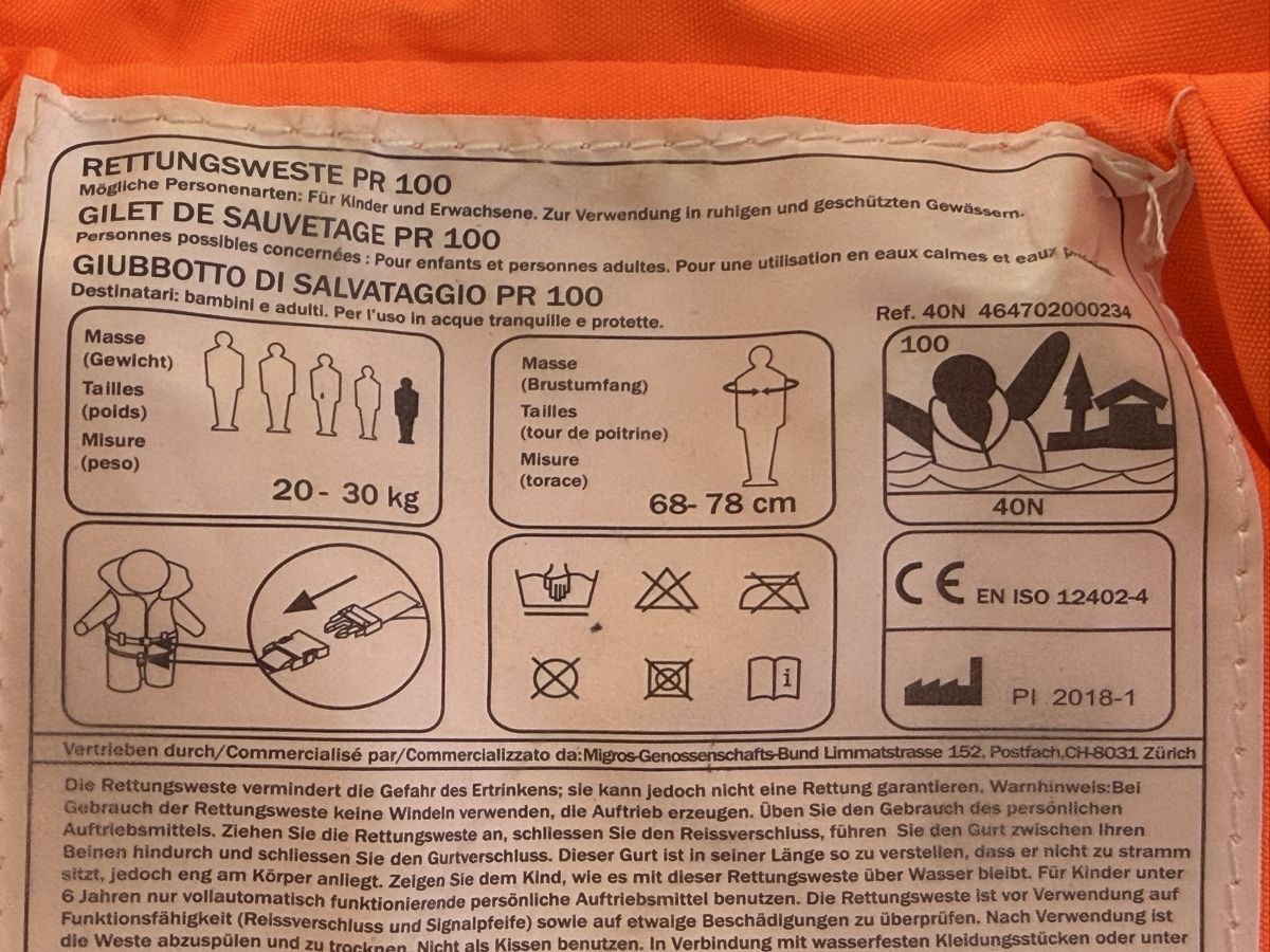 Giubbotti di salvataggio: RETTUNGSWESTE PR 100, 20-30kg – Nuovo (secondo la descrizione) da Affoltern am Albis venduto da MichalW 1