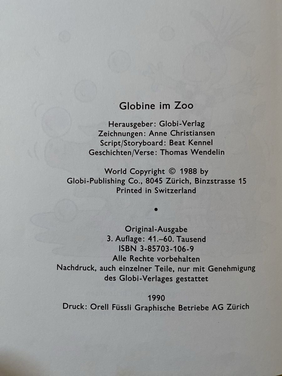 Libri: Globine im Zoo 1990 – Usato da Urnäsch venduto da Triwal 1