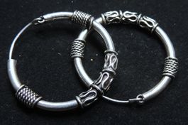 Silber 925 Creolen Ohrringe 32 mm / 3-4 mm