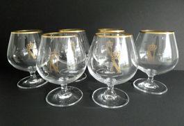 6 Cognac-Gläser Napoleon, goldfarbiges Logo, Vintage