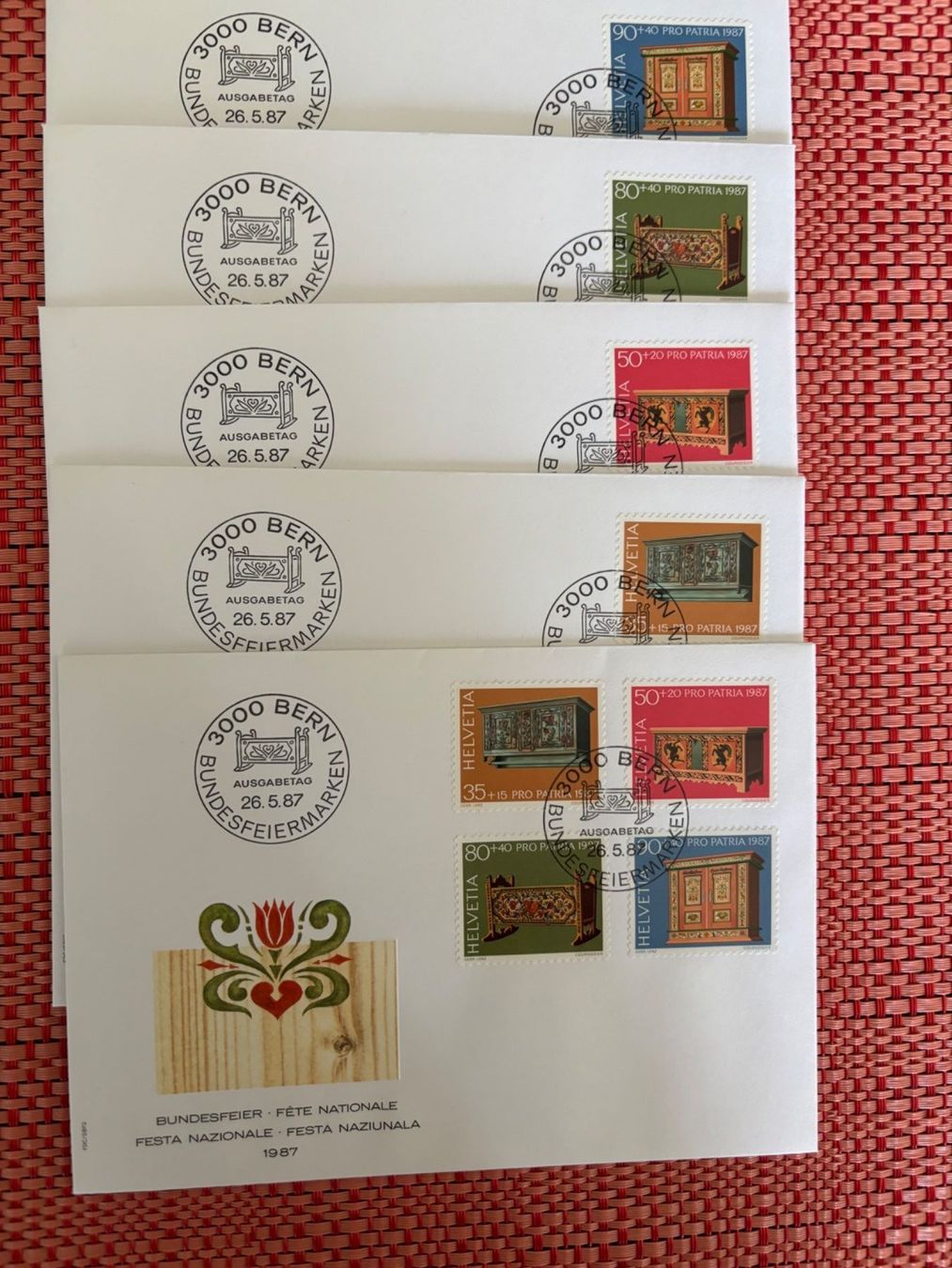 Tutti i francobolli: 1987  Schätze aus Schweizer Museen, Bauernmöbel – Usato da Horw venduto da Luki49