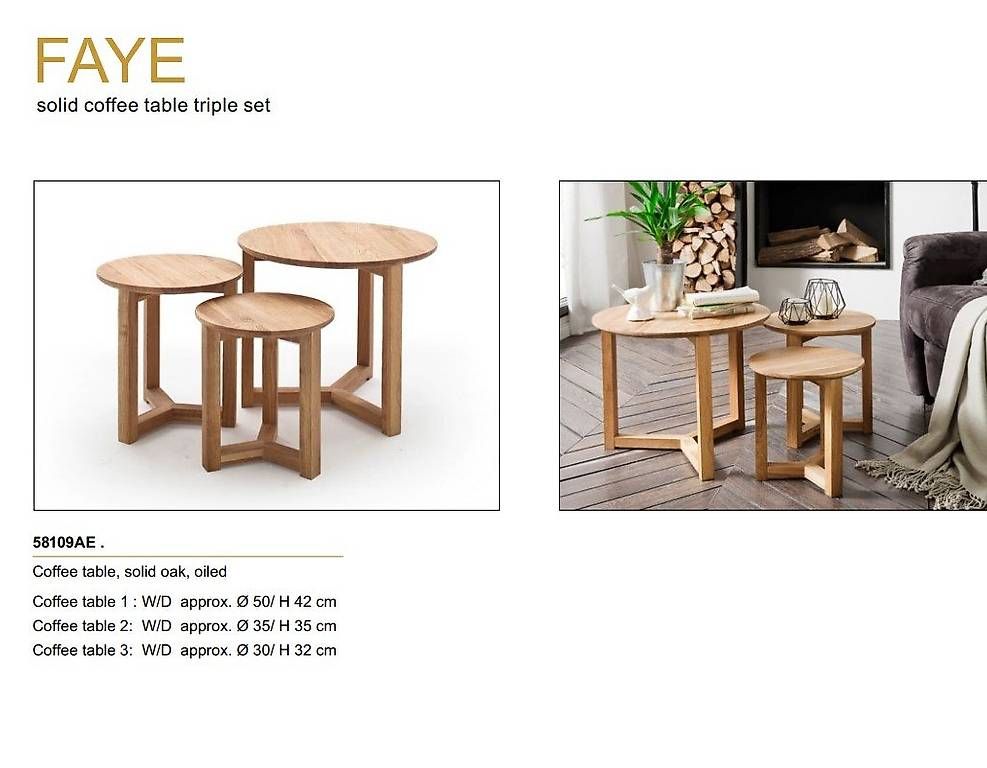 Set di tavolo e panche: Faye Eiche Massivholz Couchtisch 3er Set – Nuovo e nell'imballaggio originale da Lichtensteig venduto da pascalporchet 2