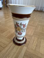 Porzellanvase PK mit Blumendekor goldfarben 22 cm hoch