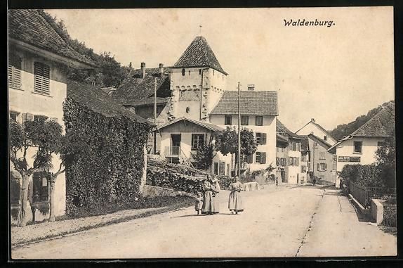 Cartoline postali: Waldenburg, Strassenpartie mit Gasthaus – Usato da Berlin venduto da bartko-reher