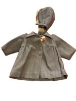 Vintage- Puppenmantel mit Haube, Topverarbeitung,blau -22cm