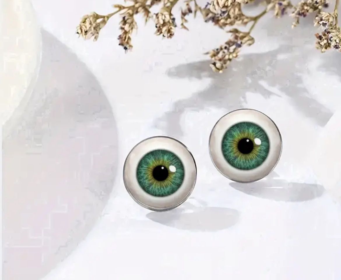 Orecchini pendenti & Orecchini a lobo: Coole grüne Augen Ohrstecker – Nuovo e nell'imballaggio originale da Gams venduto da Mariawicca 4