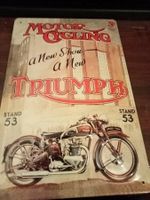 Blechschild 3D-TRIUMPH MOTOR SYCLE A NEW SHOW STAND 53