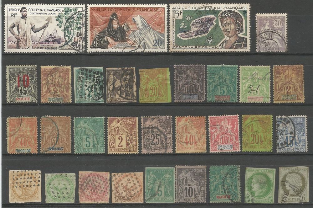 Colonie Française 1945 - Lot de 63 timbres fiscaux rare de Colonie Française