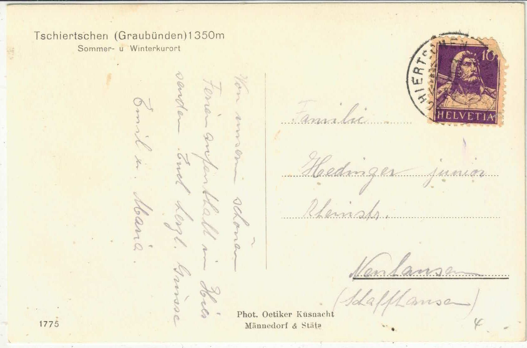 Ansichtskarten: Tschiertschen - Generalansicht – Gebraucht aus Ettingen von Kartenplanet 1