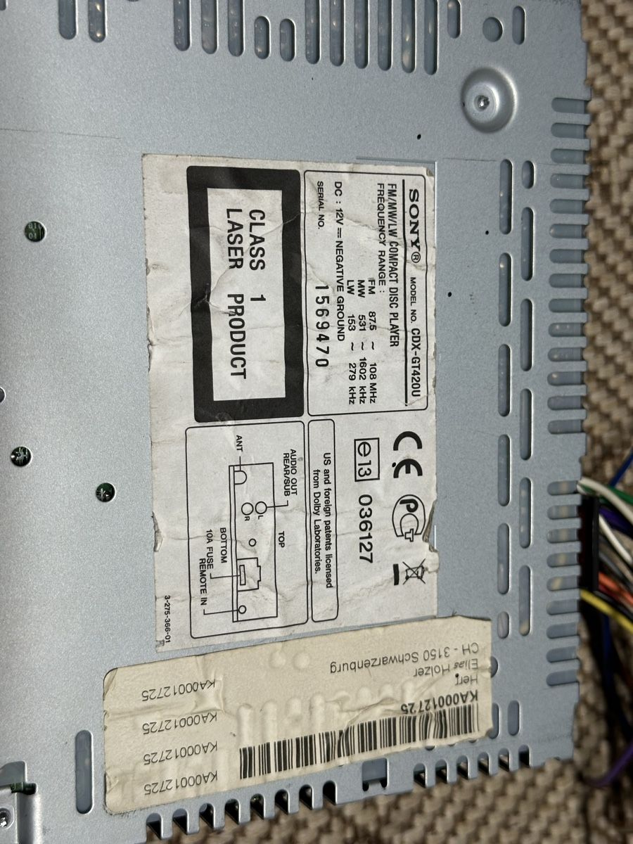 Sony Radio: Autoradio SONY CDX-GT420U avec télécommande usagé – Usato da MASSONGEX venduto da Luluone 5