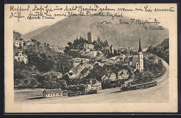 Cartoline postali: sign. Hans Pernat: Eppstein i. Taunus, O – Usato da Berlin venduto da bartko-reher