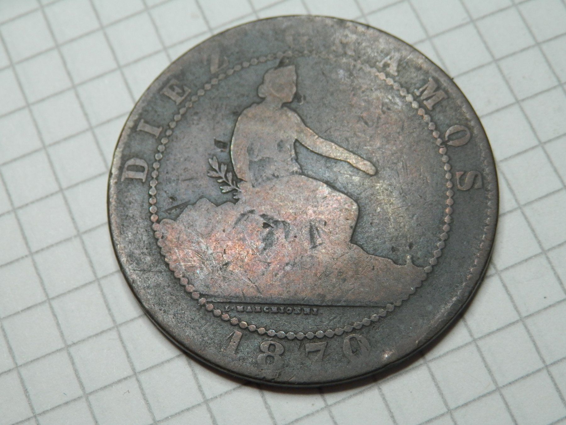 Tutti le monete: Spanien 10 Centimos, 1870 – Usato da Weiach venduto da weiach81