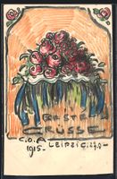Handgemalt sign. Carl O. Arends: Grüsse