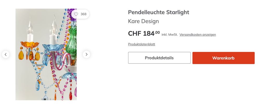 Kare Design Pendelleuchte Starlight mehrfarbig gebraucht (Gebraucht) in ...