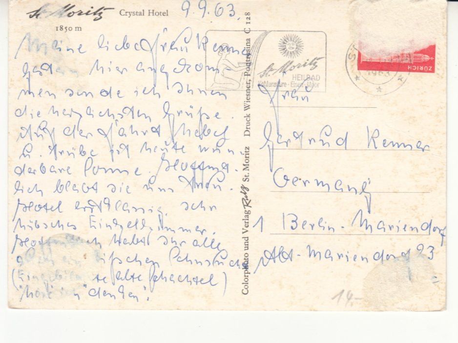 Cartoline postali: St. Moritz 1963 – Usato da Bürglen TG venduto da StampGraf 1
