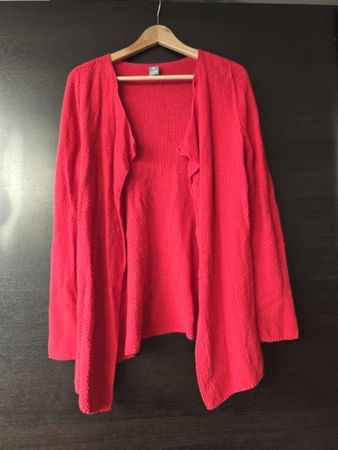 Naturaline Strickjacke XS, offen, rot, gut erhalten