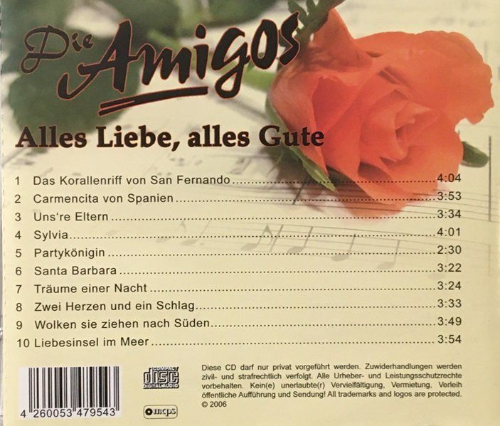CD: Die Amigos - Alles Liebe, alles Gute – Usato da Grüningen venduto da azulmarron 1