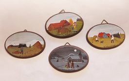 Rarität 4 Miniaturen von Th. Tobler Appenzeller Malerei org.