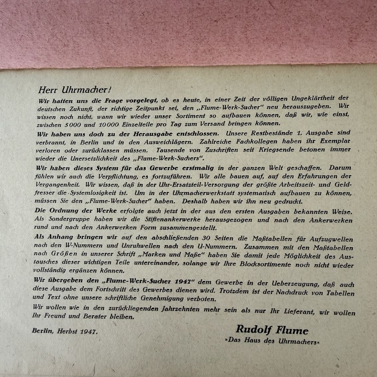 Libri: FLUME Werk - Sucher 1947 – Usato da Holderbank AG venduto da Chlaus54 1