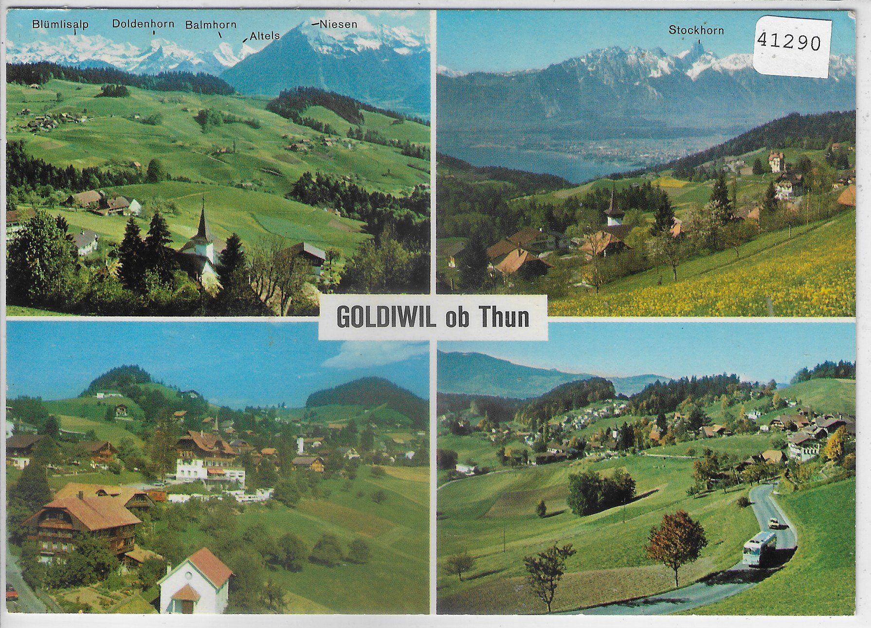 Cartoline postali: Goldiwil ob Thun - Multiview - Postauto – Usato da Ettingen venduto da Kartenplanet