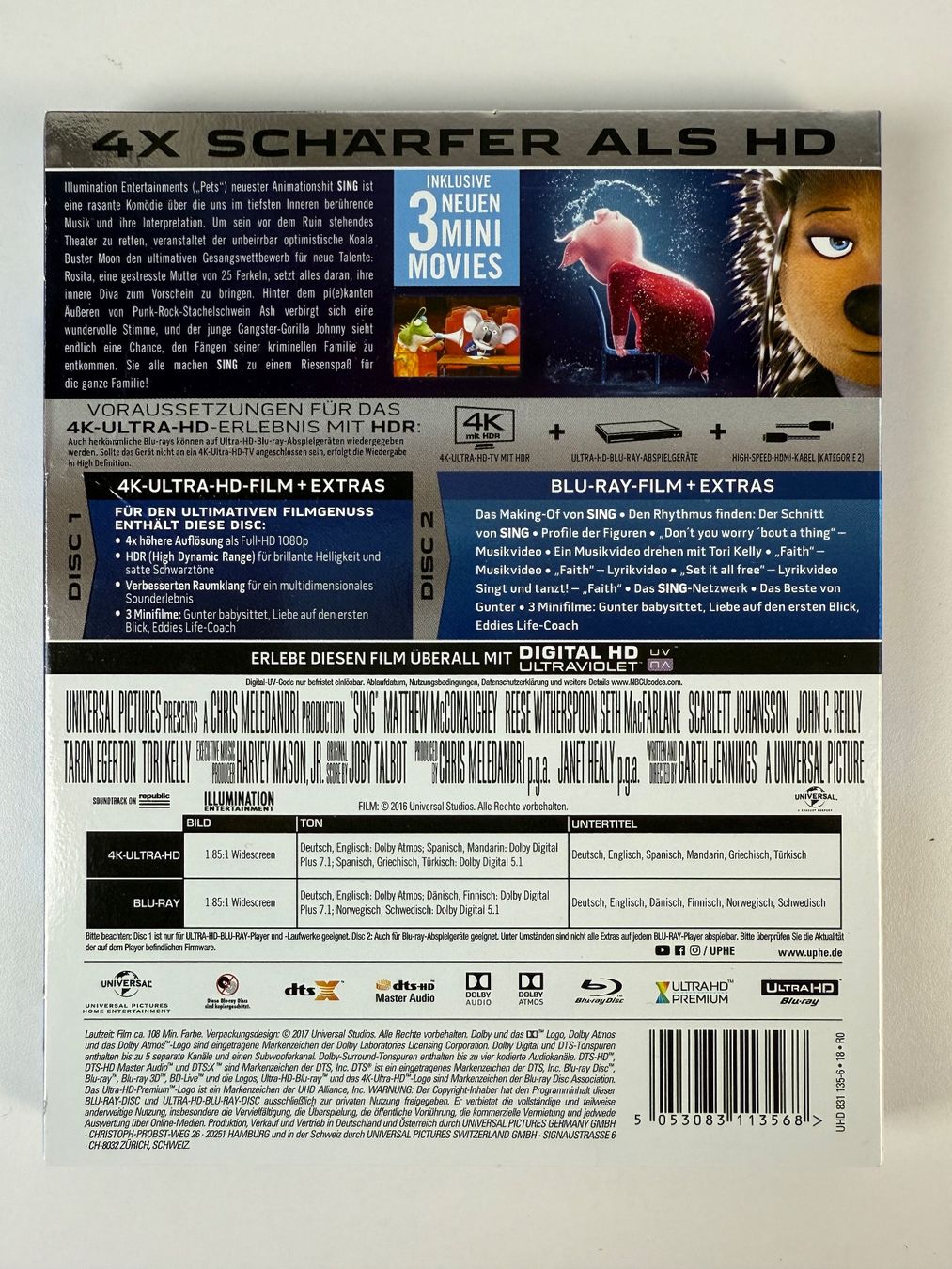 Tous les DVDs: 4K UltraHD Blu-Ray Sing – D'occasion à Gasel par Alter_Ego 1