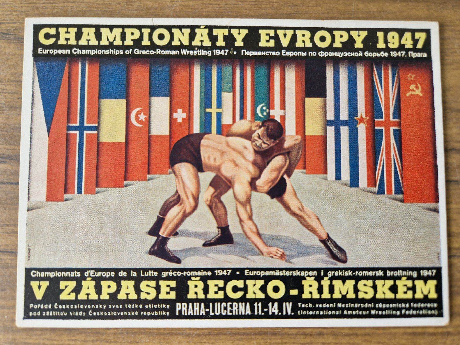 Cartoline postali: Ansichtskarte Ringer-Europameisterschaft 1947 – Usato da Mörschwil venduto da aik_x8mc