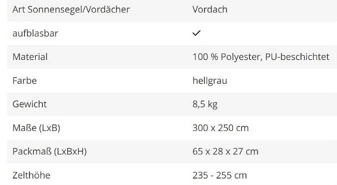 Vorzelte & Markisen: Sonnenvordach aufblasbar – Gebraucht aus Oberweningen von art_nrd6 1