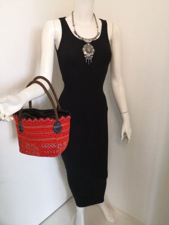 🤩BOHO-CHIC HANDGEMACHTE ETHNO STICKEREI TASCHE ORANGE NEU