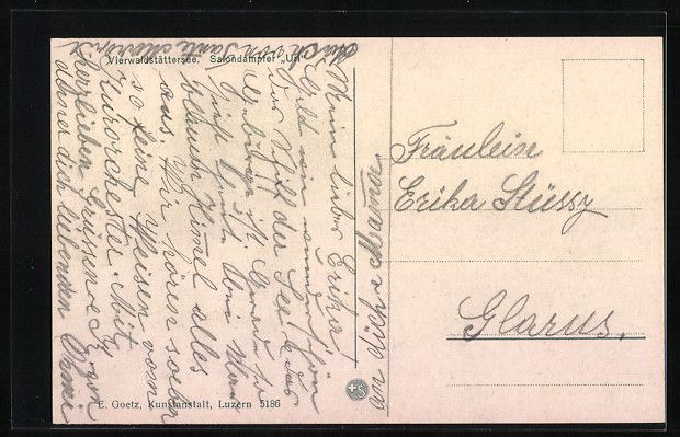 Cartoline postali: Vierwaldstättersee, Binnenschiff Salond – Usato da Berlin venduto da bartko-reher 1