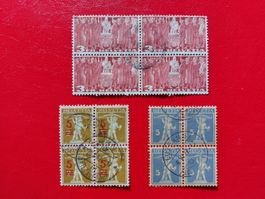 3 x 4er-Block ab 1920 gestempelt // Wert 105.-