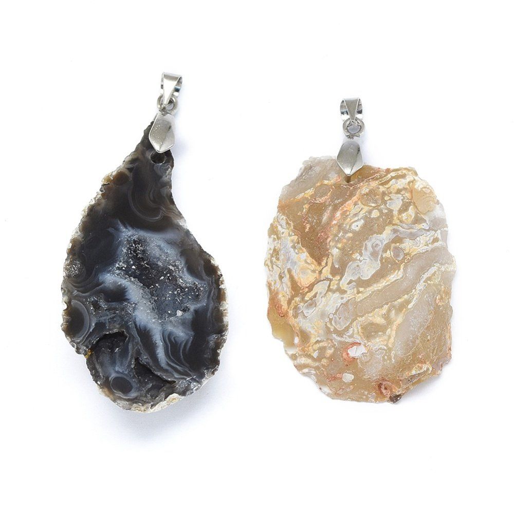 Pietre preziose: Achat Druse Geode Anhänger, eingefasst, Metall – Nuovo (secondo la descrizione) da Alpnachstad venduto da perlengaby 1