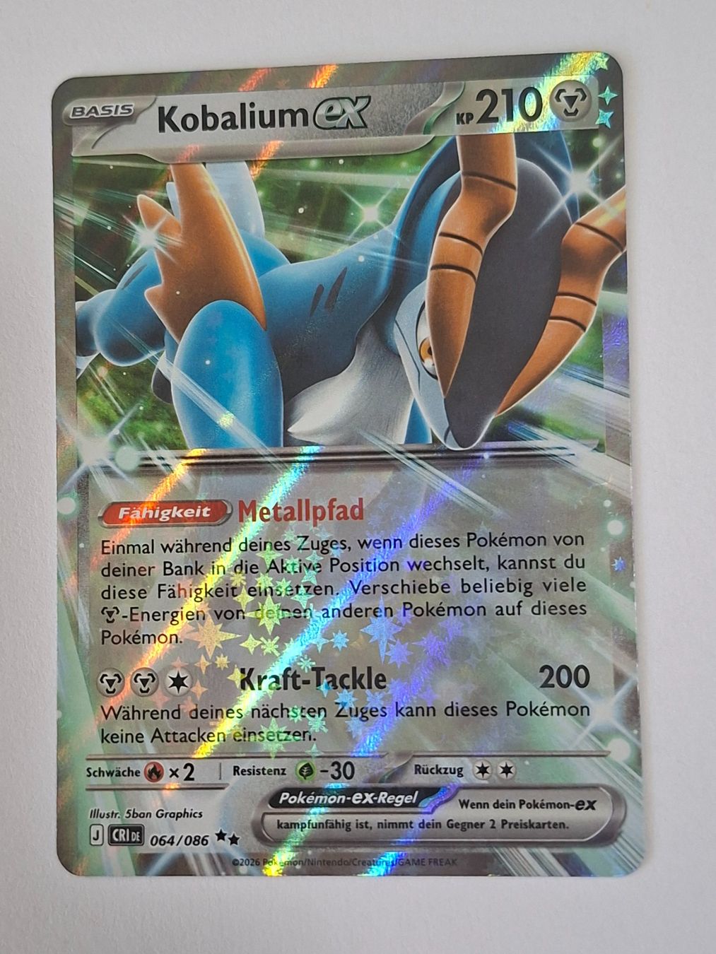 Pokémon Carte collezionabili: Kobalium ex Holo Karte 064/086 DE 2026 – Nuovo (secondo la descrizione) da Buchs SG venduto da Vila66