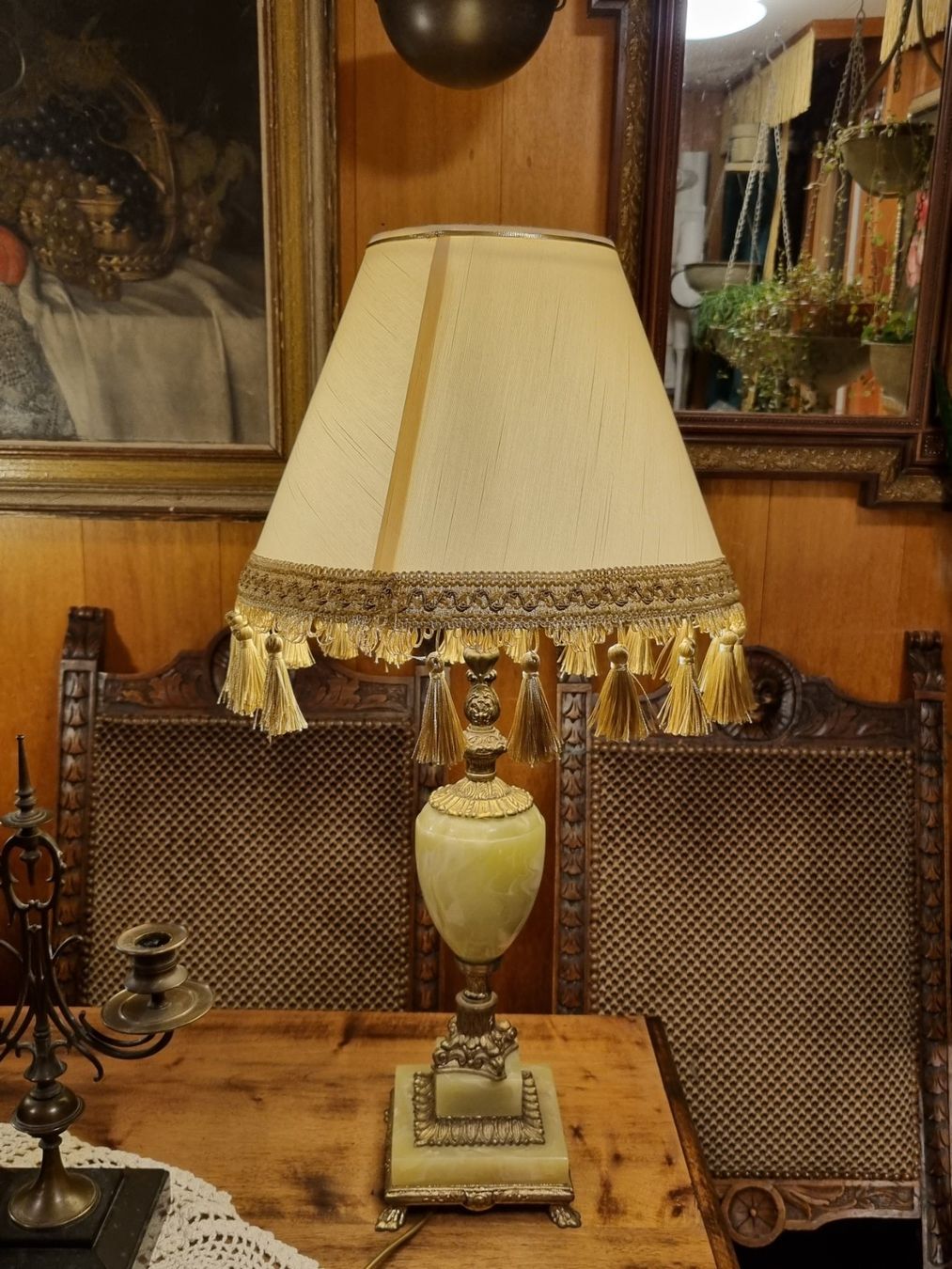 Lampen: Vintage Onyx Tischlampe Messing Barock mit Schirm – Gebraucht aus Scharnachtal von devin03 8