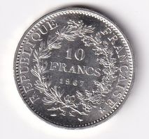Frankreich 10 ffr Hercule 1967 vorz