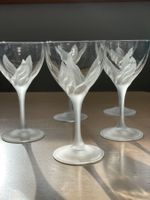 5 Verres à vin rares, motif fleur, givré, vintage français