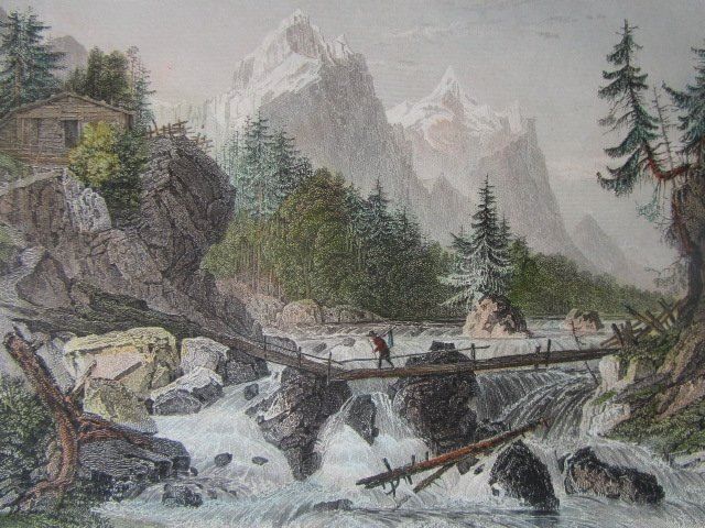 Stiche: Reichenbach und das Wellhorn um 1838 – Gebraucht aus Luzern von Horoskop1 7
