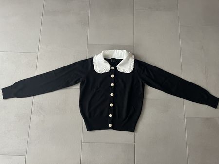Cardigan schwarz mit weissen Details XS neu