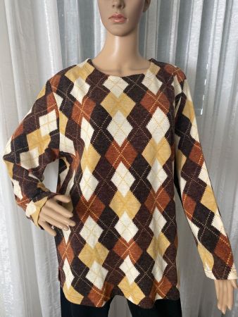 perfekter Auftritt - seltener RHOMBEN-Pullover, beige, L/XL