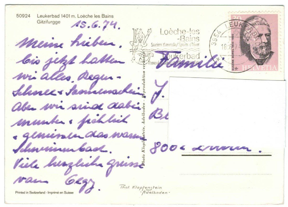 Cartoline postali: AK Leukerbad 1974 – Usato da Zürich venduto da Tolima194 1