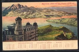 Rigi-Kulm, Hotel und Pilatus bei Sonnenu