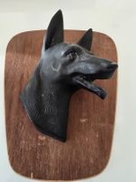 Hundekopf Skulptur Wandmontage  Vintage aus Gusseisen 