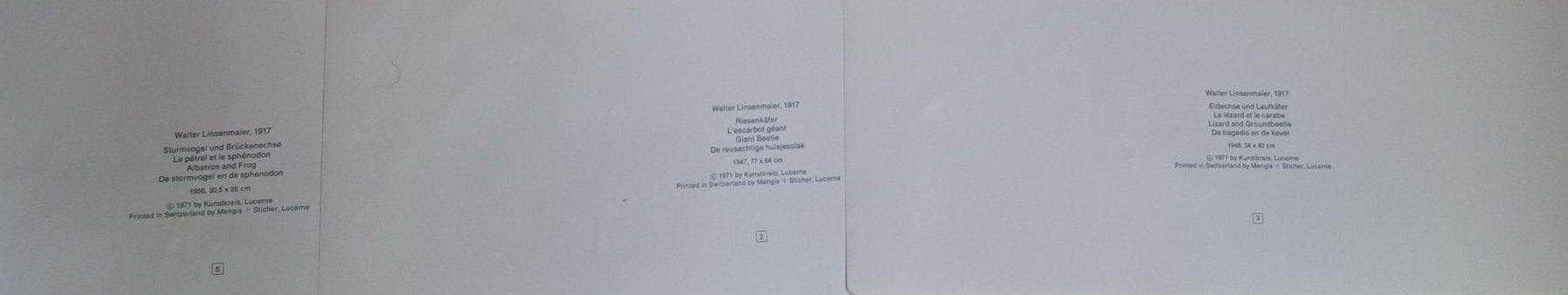Foto & Immagini: Walter Linsenmaier, CH-Künstler, 3 Tierbilder, Kunstdrucke – Usato da Basel venduto da Patiscat 4