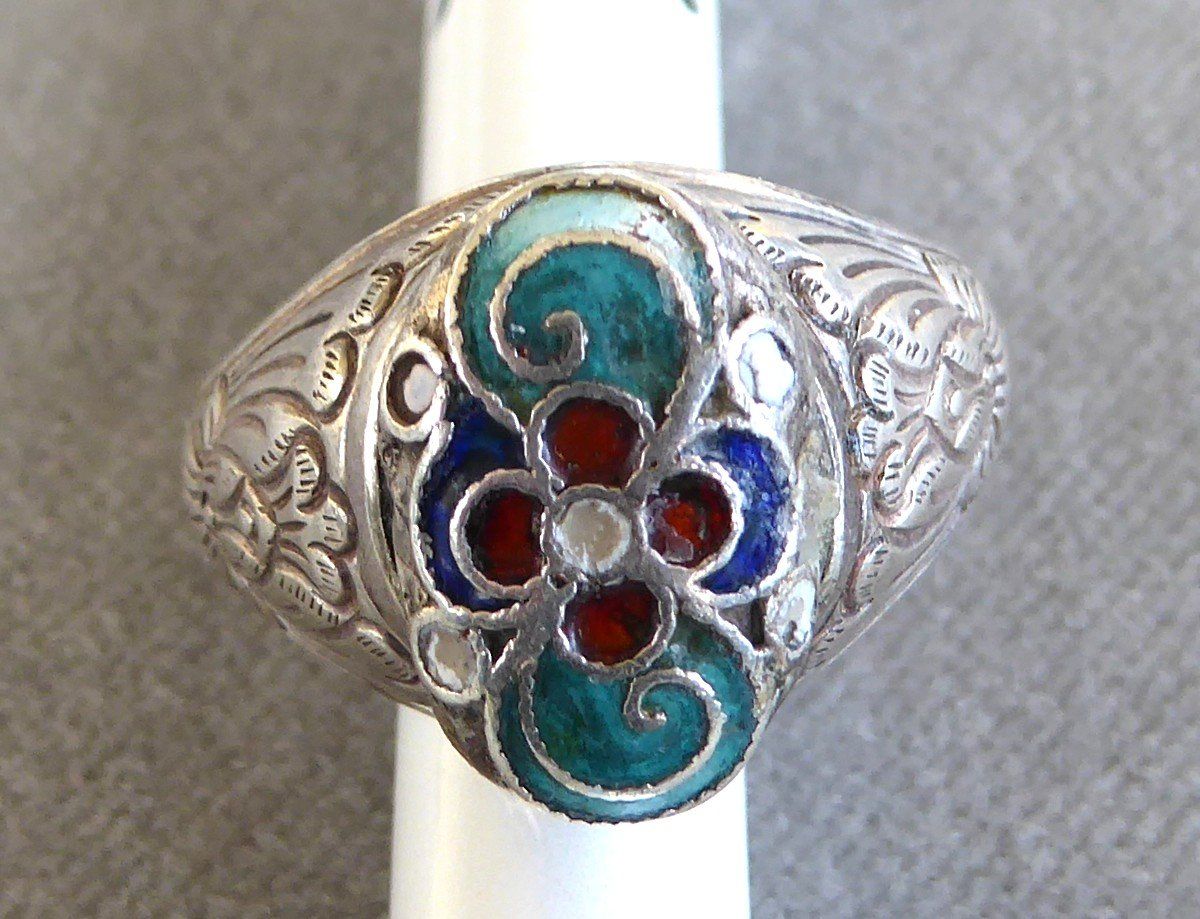 Anelli: Antiker Ring 925 Silber mit Email Cloisonne – Usato da Muri AG venduto da Lineli2020 5